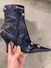 Designer Women Slim Ankle Boots Fashion Elegant Pointed Toe Shoes Thin High Heel Women's Morder Short Booties_vogvips.com