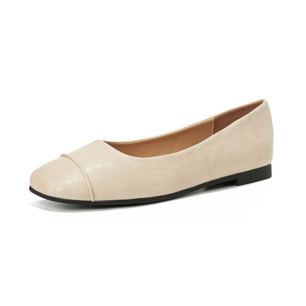 Women's Retro Slip-On Flat Shoes Sheepskin Genuine Leather Square Toe Shallow Mouth Comfortable Commuter Style All Match_vogvips.com