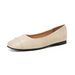 Women's Retro Slip-On Flat Shoes Sheepskin Genuine Leather Square Toe Shallow Mouth Comfortable Commuter Style All Match_vogvips.com