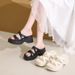 Women's Platform Slides For Women - Chunky White Sandals With Heel (Summer Flip Flops & Comfortable Beach Shoes)_vogvips.com