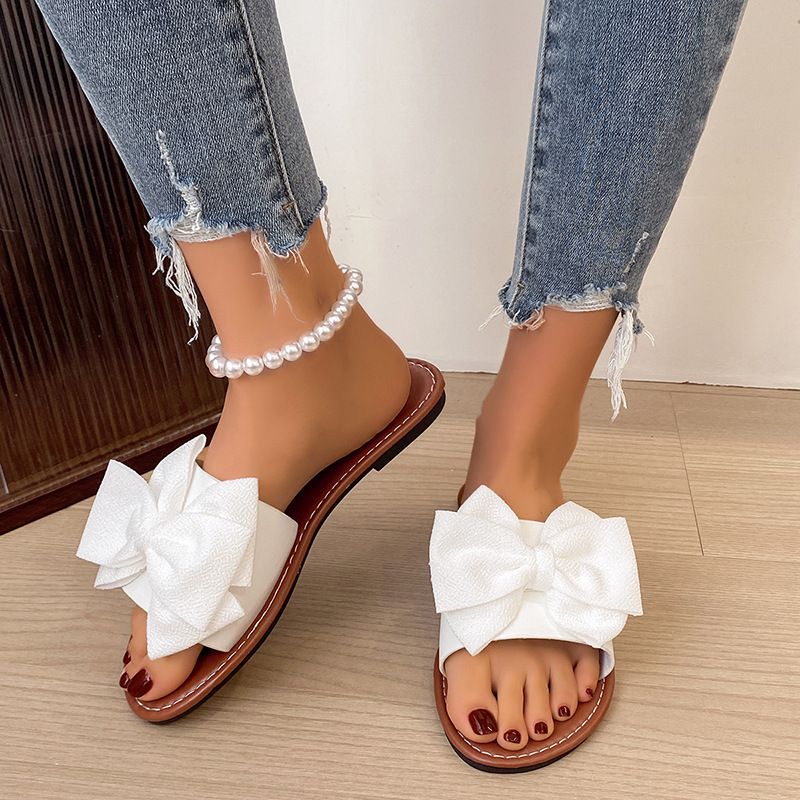 Foreign Trade Large-size Flat Round-toe Women's Slippers, 2025 New Fashion Butterfly Flower Casual Comfortable Sandals_vogvips.com