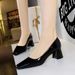 5288-9 Wind Women's Medium Thick Heel Small Square Head Shallow Mouth Foot Repair Versatile Banquet Spring And Autumn_vogvips.com