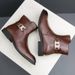 New Fashion Brown Retro Chelsea Boots Men's Pointed Toe Suit Martin Boots British Crocodile Pattern Business Men's Boots Leather Short Boots_vogvips.com