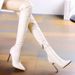 Korean Elastic Slim For Women, Autumn And Winter New Street Style Pointed Toe Super High Heel Long Boots, Waterproof_vogvips.com