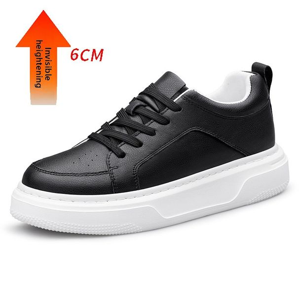 Men's Shoes Inner Height Increase Sports Casual Shoes Low-top Cowhide Surace Thick-soled Running Sports Small White Board Shoes_vogvips.com