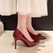 2025 Fall New Style Pointed Toe Bowknot Stiletto Heel Shoes, Elegant French Gentle Slip-On Shallow Shoes For Women_vogvips.com