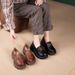 Top Layer Cowhide Thick Sole Loafers For Spring New Work Small Leather Women S Shoes Single_vogvips.com
