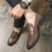 New Fashion Men's British Black Business Casual Loafer Shoes Daily Driving Office Leather Shoes One Foot Pedal Lazy Brown Banquet Dress Wedding Men's_vogvips.com
