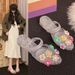 Korean-style Women's Flat 2025 Summer Sandals For Outdoor Wear, Fashionable Perforated Casual Trendy Crystal Shoes,_vogvips.com
