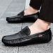 Bean Lazy Leather Fashion Handmade Business Formal One Step Breathable Men's Driving Shoes_vogvips.com