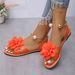 Flat Bottom Pearl Foot Sandals Women's 2026 Summer New Large Size Fashion Flower Sandals_vogvips.com