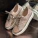 Handmade Summer Casual Women's Shoes With Rhinestones, Chunky Platform, Glitter & Lace-Up Design – Fashionable Round-Toe Slip-Ons_vogvips.com