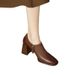 British Deep Mouth Single Shoe French Square Toe Thick Heel High Heels 2025 Spring And Autumn New Versatile Brown_vogvips.com