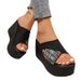 Wedge Slippers Women Wear Thick Soled Fish Mouth Lady Slippers Contrast Color Women's Shoes_vogvips.com