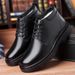 European Warm Series Winter New Cowhide Workwear High-top Slip-on Chunky Mid-calf Thick-soled Mid-heel Martin Boots With Fleece Lining For_vogvips.com