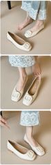 French Light Mouth Single Shoes Women's Thick Heel With Skirt Square Head One Pedal Woven Grandma Shoes_vogvips.com