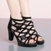 Foreign Trade Cross-border Rhinestone Breathable High-heeled Shoes With Zipper, Heel, European And American Roman Style,_vogvips.com