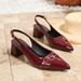 Pointy back strap bag head back empty women's sandals new chunky fashion high heels_vogvips.com