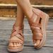 new Summer Sandals For Women, Wedge Heel With Rhinestones, Thick-soled Roman Sandals, Hollow Shoes,_vogvips.com