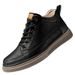 Casual Medium Tube Men's Shoes High-top Velvet Martin Boots Hand-scratched Simple Cowhide Board Shoes Men_vogvips.com