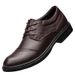Casual Leather Shoes Men's Round Head Shallow Mouth Lace-up First Layer Work Dress Leather Shoes_vogvips.com