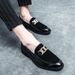 New Fashion Men's Brown Business Casual Loafer Shoes Daily Office Black Buckle Monk Men's Shoes One Foot Cover Banquet Dress Wedding Leather Shoes_vogvips.com