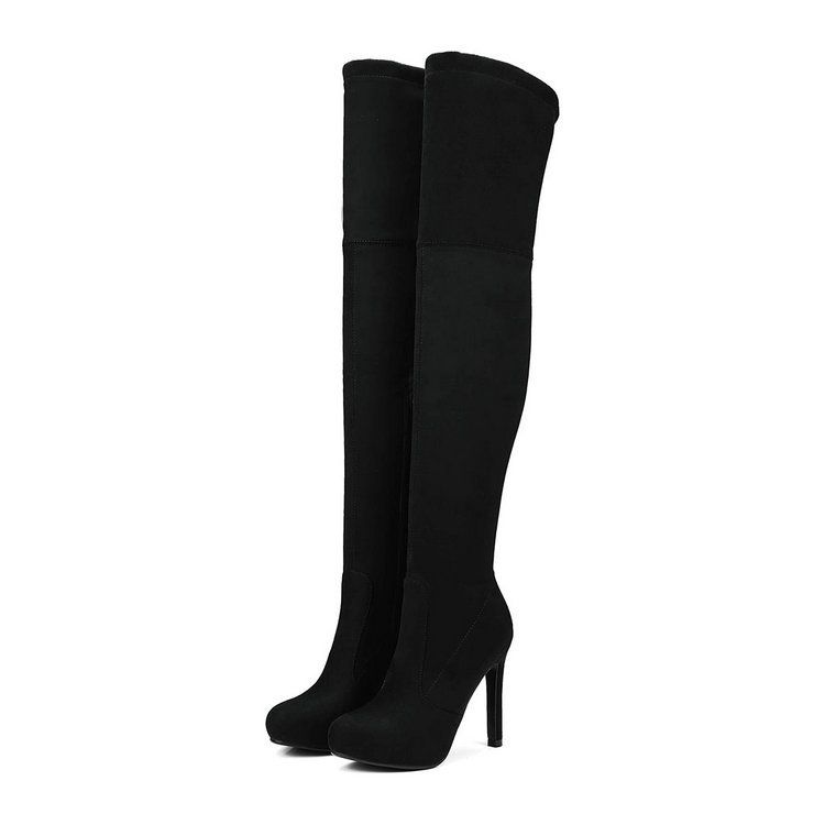 Suede Heel Long Plus Size 43 High Tube Autumn Winter New Over-the-Knee Stretch Boots_vogvips.com