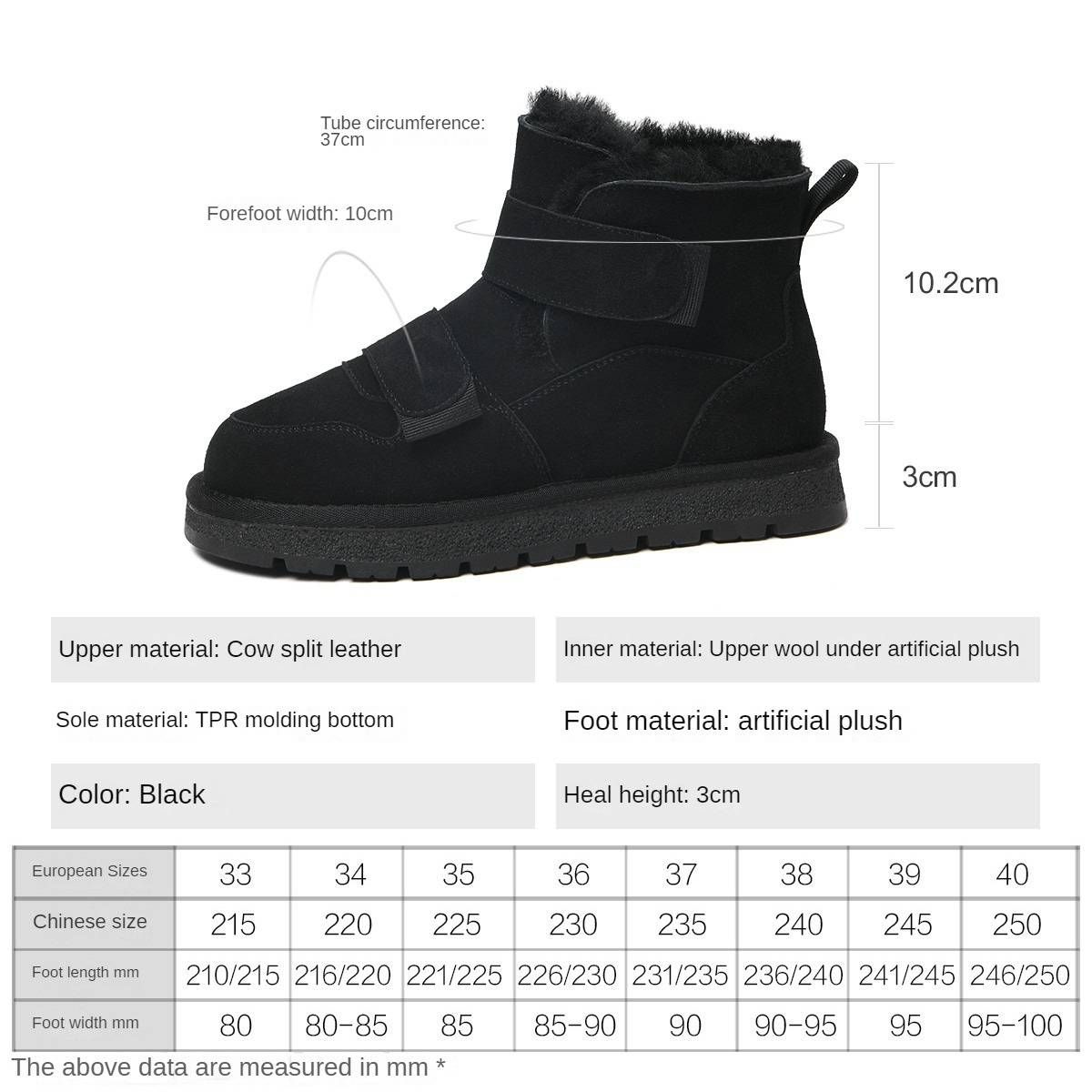 Cameido Women's snow boots, low-top, genuine leather and fur integrated short boots for winter in 2024, with fleece and thickened cotton lining._vogvips.com