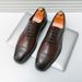 New Black And White Color-block Carved Brick Men's Shoes For Men's Business Leather British Derby Shoes Pointed Toe Banquet Wedding Leather Shoes_vogvips.com
