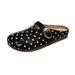 Retro Split-toe Low-heeled Soft Leather Versatile Casual Polka Dot Slip-on 2.5 Cm Wedge Style Open-back Half-toe Shoes_vogvips.com