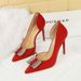 626-K70 European And American Style Side Hollow Shallow Mouth Pointed Toe Ultra High Heels Stiletto Fashion Rhinestone_vogvips.com