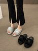 Shiny Small Rhinestone Velcro Thick Sole Slippers 2025 Fashion Outdoor Summer Beach One-Strap Sandals For Women_vogvips.com