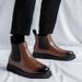 European Warm Series 2025 Spring New Slip-On British Style Mid-Top Thick-Soled Men's Black Round-Toe Martin Boots 86270-Y Wholesale_vogvips.com