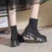 2025 Autumn Winter New Versatile Breathable Thin Elastic Fly Knit Shoes Height Increasing Platform Thick Sole Slimming_vogvips.com