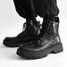 Men's Shoes Martin Boots High End Thick Soled Height Enhancing Motorcycle Work Boots Side Zipper Black High Top Leather Shoes Trendy_vogvips.com