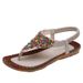 Roman For Women Summer Fairy Style Flat Student Comfort Toe Clip Rhinestone Thong Sandals Extra Large Size 42 43_vogvips.com