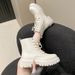 Martin Women, New Autumn And Winter Style, Fleece-Lined White Short Boots, Thick-Soled British Style Motorcycle Boots_vogvips.com