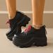 Women's Plus Size Platform Loafers British Style Lace Up Thick Sole Leather Shoes Spring New Style_vogvips.com