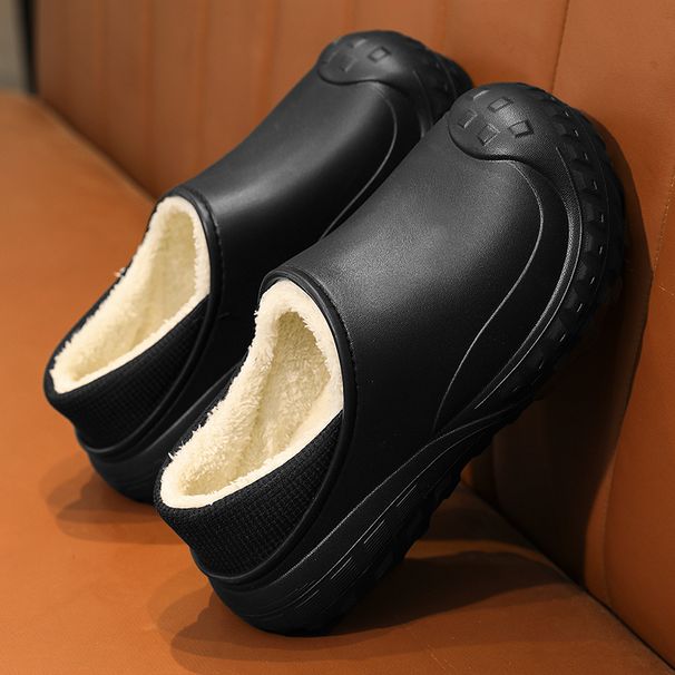 Men's Home Clogs 2023 New Winter Garden Clog Plush Lining Waterproof Woman House Warm Shoes High Quality Anti-Slip Green_vogvips.com