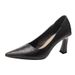 Soft-soled, Comfortable Black Professional High-heeled Women, New Style With Chunky Heel, Soft Leather, Suitable_vogvips.com