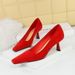 6183-3 Korean Version Fashionable Minimalist High Heels, Suede Surface, Shallow Mouth, Square Toe, Slim Fit, Versatile_vogvips.com