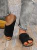 Men's Casual Simple Buckle Adjustable Set With Suede Upper Wood Grain Soft-Soled Slippers_vogvips.com