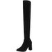 High Over-the-Knee Suede Chunky Heel Fleece-Lined Knee-High Pointed Toe Slimming Stretch Boots_vogvips.com