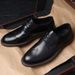 Euro Step Straight British Style Business Formal Derby Genuine Leather Men's Brogue Carved Casual Handmade Shoes_vogvips.com