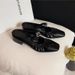 High-End Sheepskin Version ~ Muse Girl French Square Toe Pleated Slip-On Rhinestone Buckle Mules Half Slippers For_vogvips.com