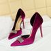 1363-K67 Sexy Mature Style Pointed Toe Side Hollow High Heels Metal Rhinestone Shallow Mouth Stiletto Fashion Women's_vogvips.com