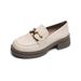 Platform Loafers Women's New One-pedal Retro British Style Small Leather Shoes Thick Heel Soft Sole Single Shoes Women_vogvips.com