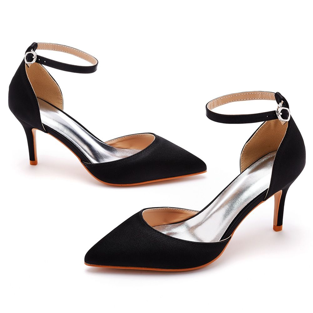 7cm Thin Large Size Export Banquet Women's High-end Silk High Heel Sandals Satin Dress Long Skirt Shoes_vogvips.com