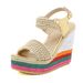 Women’s Shoes Summer New Style Super High Heel Wedge Sandals Straw Bridal Fish Mouth Roman Rainbow 43 Large Size Women's Shoes_vogvips.com