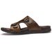 Summer Mens Leather Slippers Men Adjustable Slides Casual Sandals Brown Black Comfortable_vogvips.com